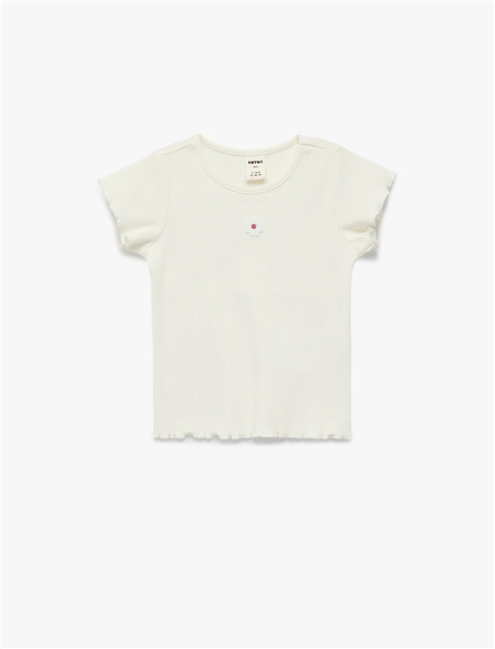 Koton Y26 6Smg10034Ak 010 Ekru Kız Bebek Jersey Kısa Kol T-Shirt