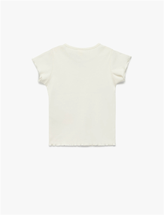 Koton Y26 6Smg10034Ak 010 Ekru Kız Bebek Jersey Kısa Kol T-Shirt