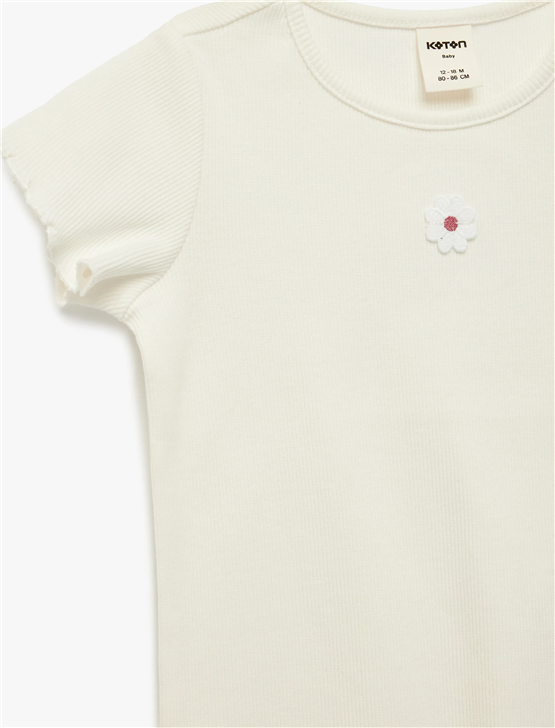 Koton Y26 6Smg10034Ak 010 Ekru Kız Bebek Jersey Kısa Kol T-Shirt