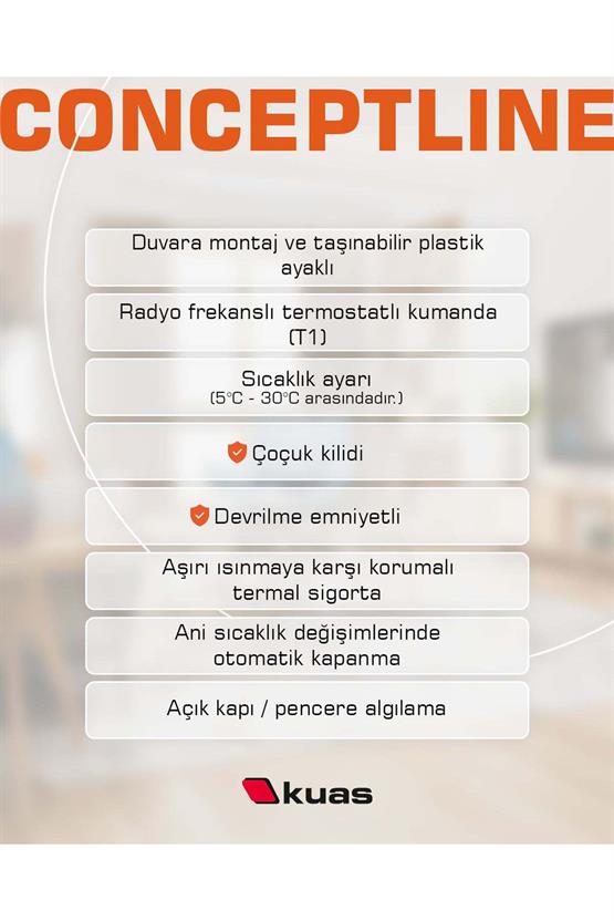 Kuas Conveco R 2000w  Rf Uzaktan Kumandalı, Elektrikli Panel Isıtıcı, Konvektör, Radyatör