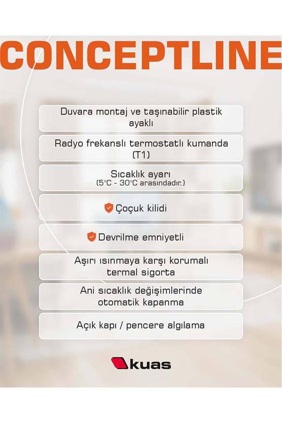Kuas Conveco R 500w Rf Uzaktan Kumandalı, Elektrikli Panel Isıtıcı, Konvektör, Radyatör