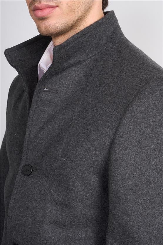 Kurpa 070 A.Gri Erkek Kurpa Dik Yaka Kaşe Kaban