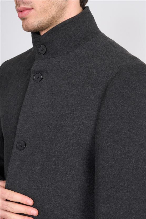 Kurpa 070 Füme Erkek Kurpa Dik Yaka Kaşe Kaban