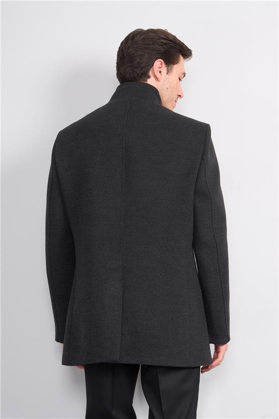 Kurpa 070 Füme Erkek Kurpa Dik Yaka Kaşe Kaban