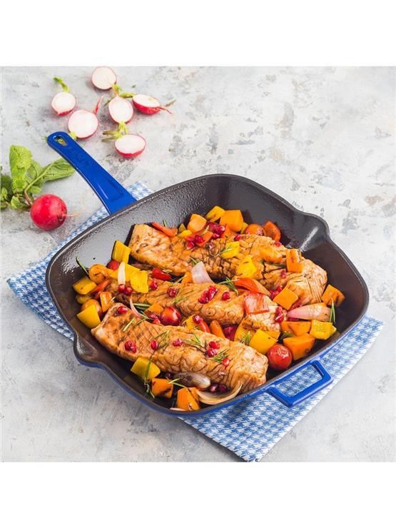 Lav Lv P Gt 2828 K0 Grıll Tava Metal Saplı Mavı 28*28