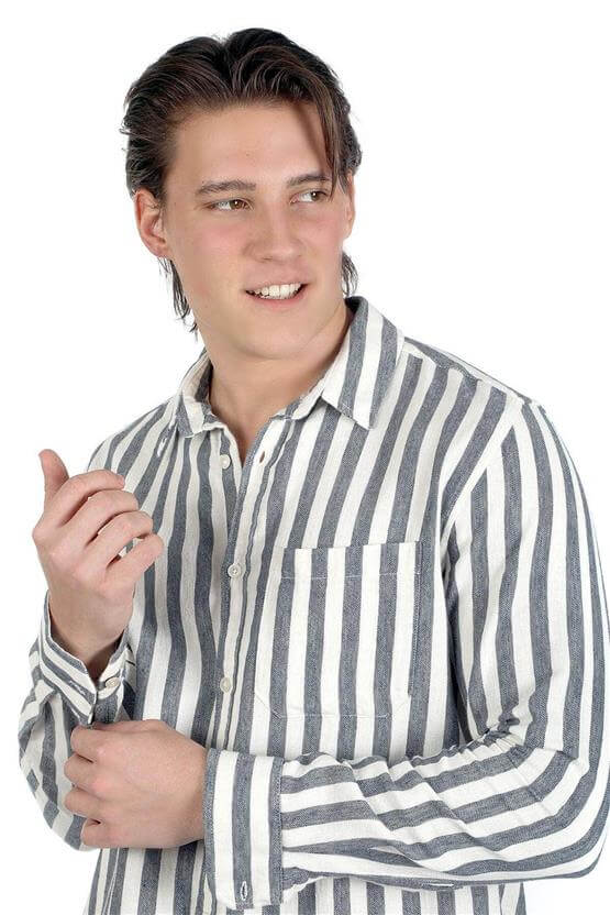 Lee Cooper 242 Lcm 241008 1319 Ekru-Lacivert Cızjo Erkek U.Kol Dokuma Gömlek