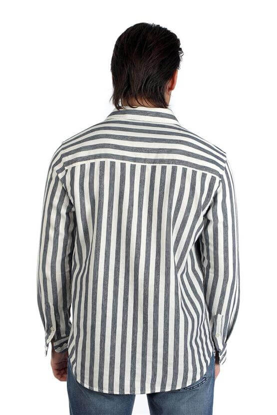 Lee Cooper 242 Lcm 241008 1319 Ekru-Lacivert Cızjo Erkek U.Kol Dokuma Gömlek