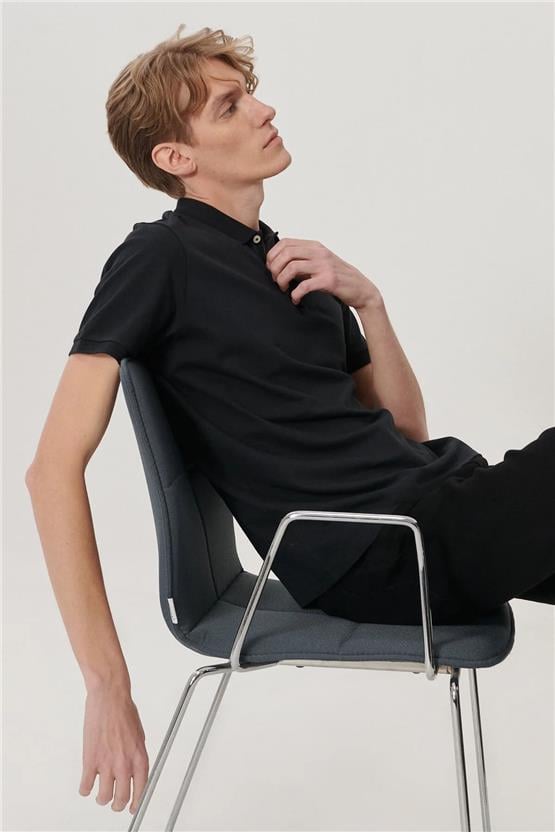 Lee L211810001 Siyah Erkek Polo T-shirt