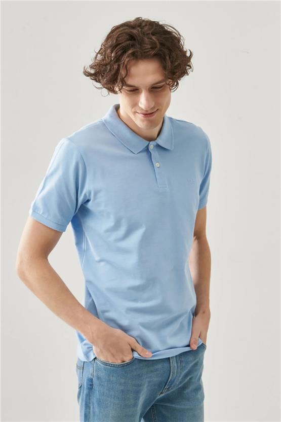 Lee L211810400 Mavi Erkek Polo T-shirt
