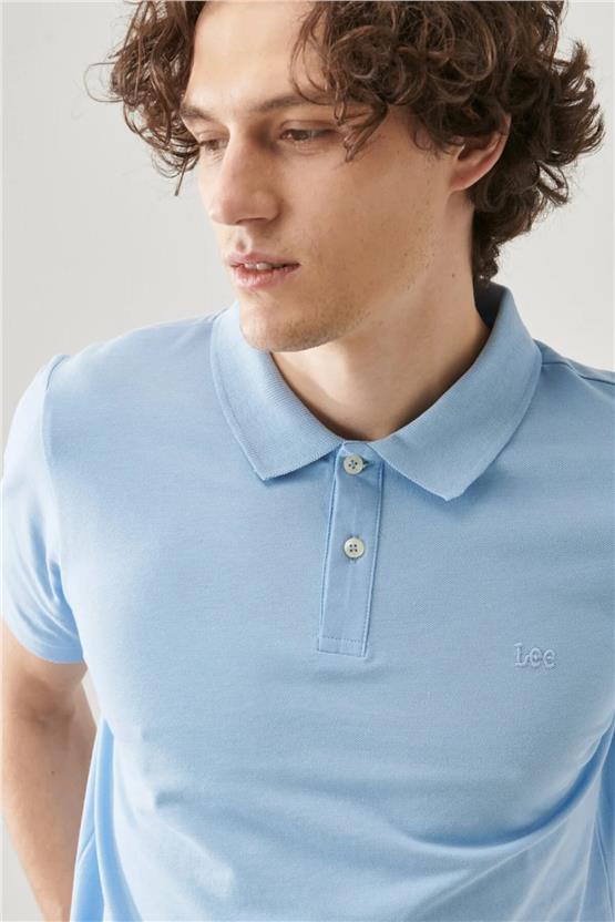 Lee L211810400 Mavi Erkek Polo T-shirt