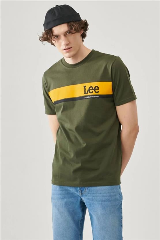 Lee L211918801 Haki Erkek Lightweight Ss Graphıc Crew Neck Bisiklet Yaka T-Shirt