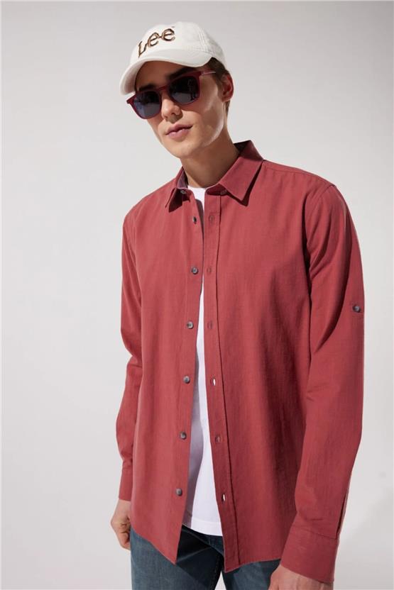 Lee L231069810 Şarap Erkek Uzun Kollu Gömlek
