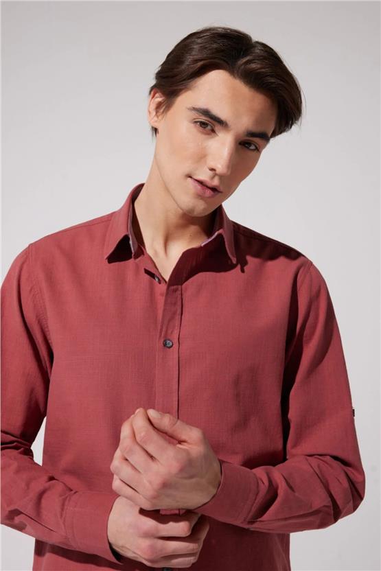 Lee L231069810 Şarap Erkek Uzun Kollu Gömlek