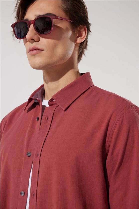 Lee L231069810 Şarap Erkek Uzun Kollu Gömlek