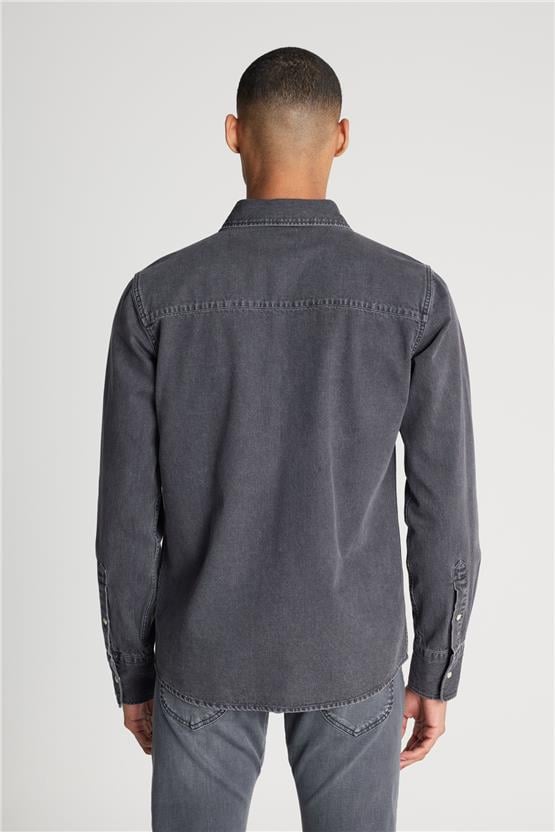 Lee L241513 003 Anthracıte Erkek Regular Uzun Kollu Jean Gömlek