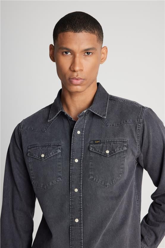 Lee L241513 003 Anthracıte Erkek Regular Uzun Kollu Jean Gömlek