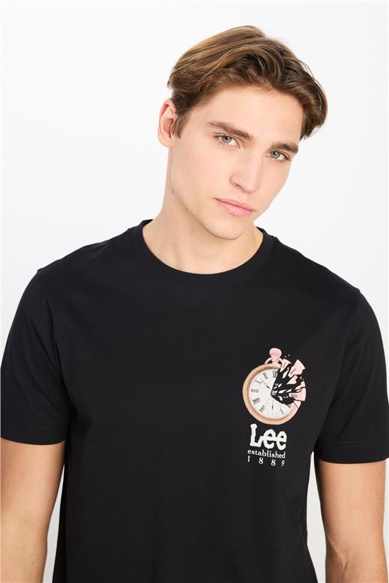 Lee L2510322 001 Black Erkek Regular Fıt Grafık Baskılı T-Shırt