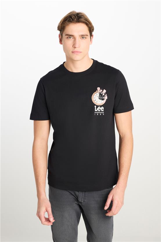 Lee L2510322 001 Black Erkek Regular Fıt Grafık Baskılı T-Shırt