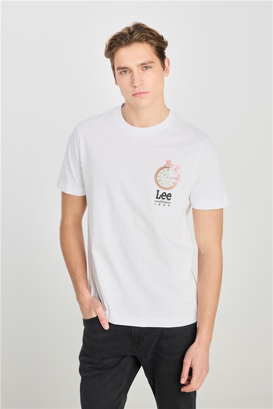 Lee L2510322 100 Whıte Erkek Regular Fıt Grafık Baskılı T-Shırt