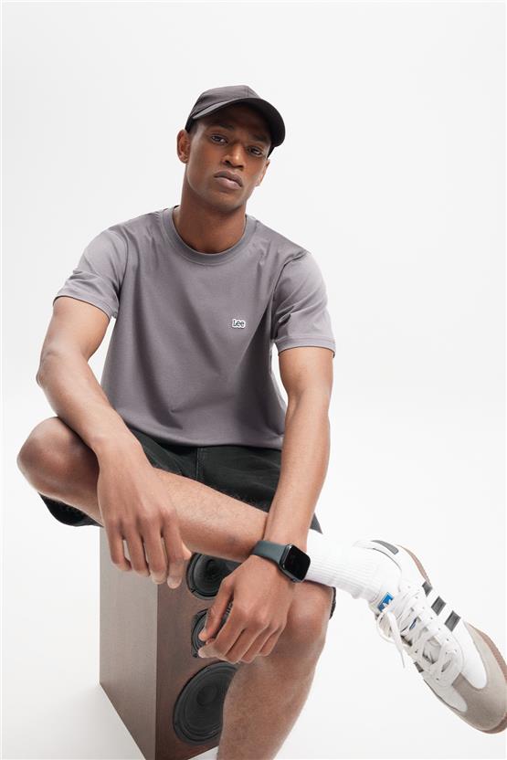 Lee L60Ufq0 003 Anthracıte Erkek Regular Bisiklet Yaka T-Shirt