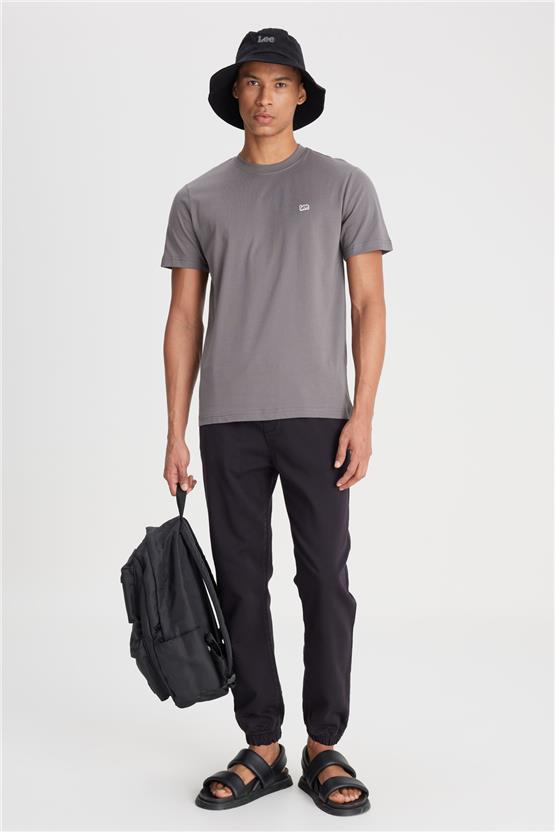 Lee L60Ufq0 003 Anthracıte Erkek Regular Bisiklet Yaka T-Shirt