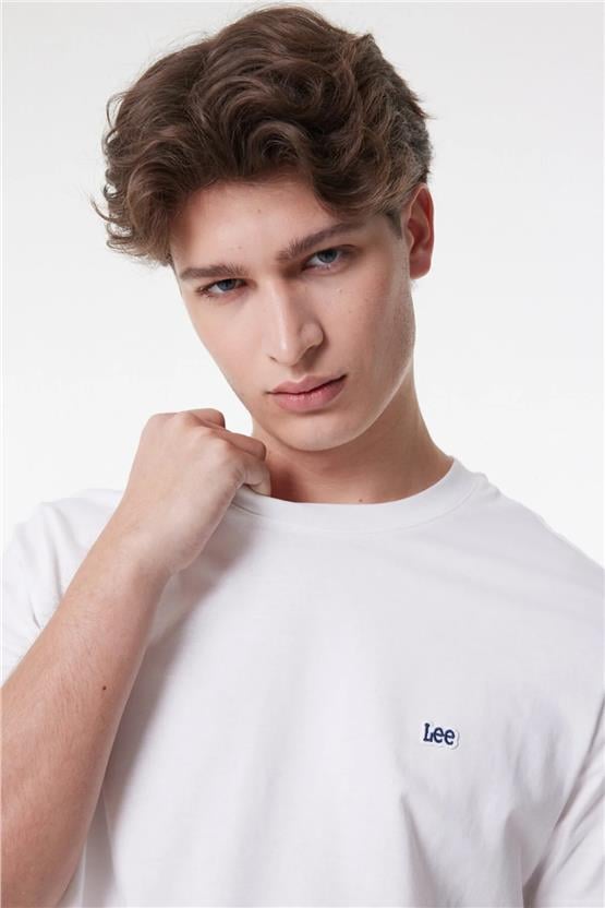 Lee L60Ufq12 100 White Erkek Regular Bisiklet Yaka T-Shirt