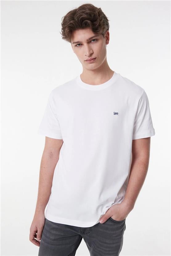 Lee L60Ufq12 100 White Erkek Regular Bisiklet Yaka T-Shirt