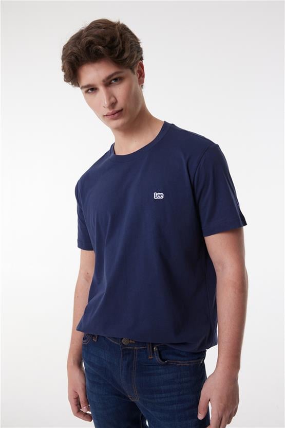Lee L60Ufq35 335 Navy Erkek Regular Kısa Kollu Sıfır Yaka T-Shirt