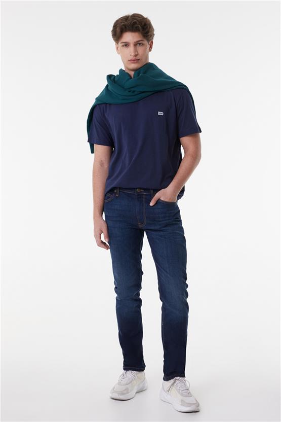 Lee L60Ufq35 335 Navy Erkek Regular Kısa Kollu Sıfır Yaka T-Shirt