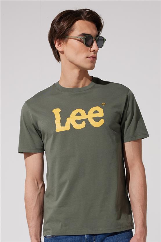 Lee L65Qaı801 Haki Erkek Eu Coll.M Big Logo Crew Neck T-Shirt