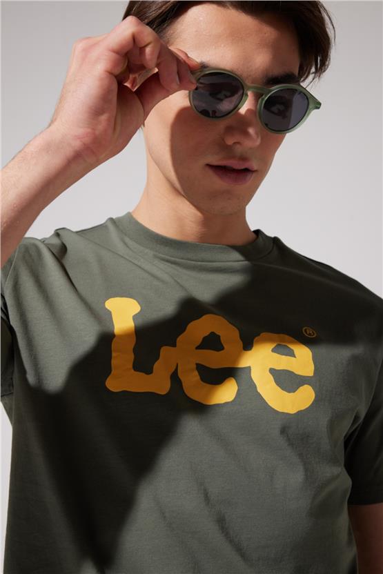 Lee L65Qaı801 Haki Erkek Eu Coll.M Big Logo Crew Neck T-Shirt