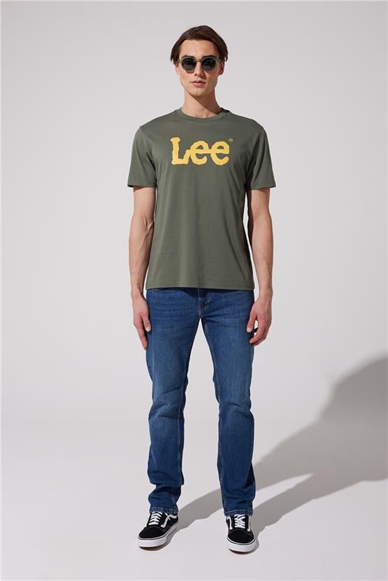 Lee L65Qaı801 Haki Erkek Eu Coll.M Big Logo Crew Neck T-Shirt