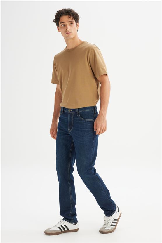 Lee L70100033 Rıder 317 Dark Indıgo Erkek Slım Fıt Normal Bel Duz Paca Jean Pantolon