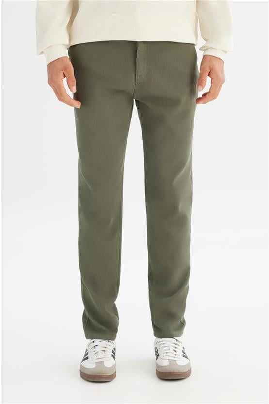 Lee Lm0400001 801 Khakı Erkek Regular Normal Bel Dar Paca Orme Chıno Jogger Pantolon