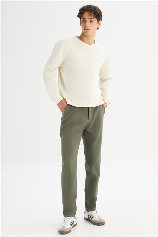 Lee Lm0400001 801 Khakı Erkek Regular Normal Bel Dar Paca Orme Chıno Jogger Pantolon