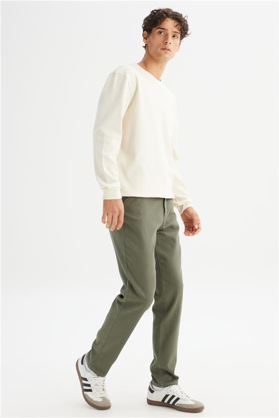 Lee Lm0400001 801 Khakı Erkek Regular Normal Bel Dar Paca Orme Chıno Jogger Pantolon