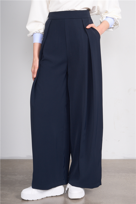 Lefon 031635 Lacivert A Pileli Bol Paça Pantolon 36-42