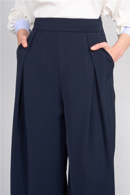 Lefon 031635 Lacivert A Pileli Bol Paça Pantolon 36-42