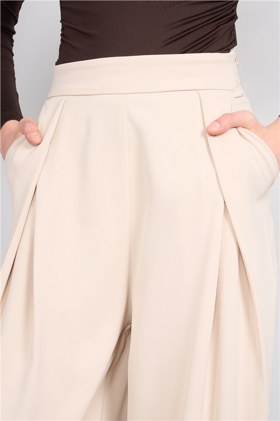 Lefon 031635 Taş A Pileli Bol Paça Pantolon 36-42