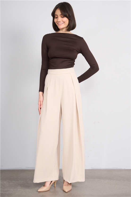 Lefon 031635 Taş A Pileli Bol Paça Pantolon 36-42