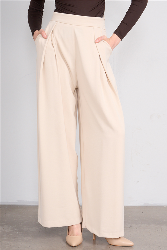 Lefon 031635 Taş A Pileli Bol Paça Pantolon 36-42