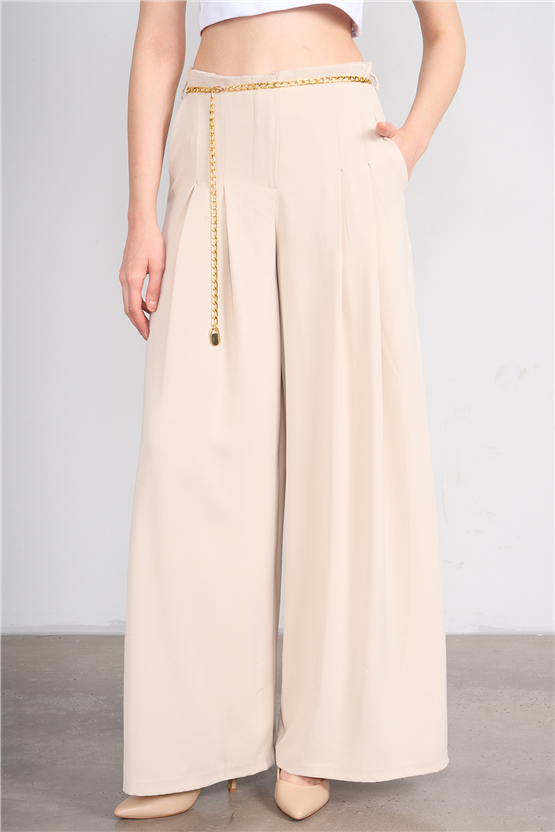 Lefon 031641 Taş Pervazlı Çift Pile Pantolon 36-42