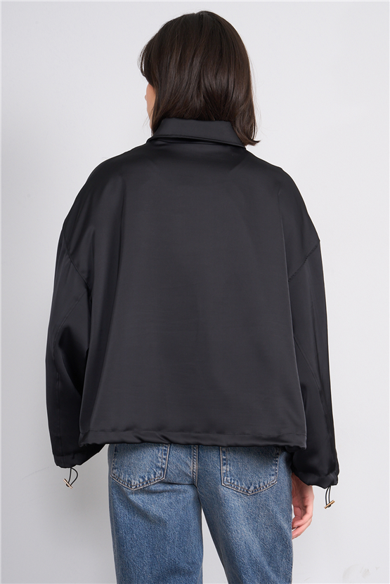 Lefon 160891 Siyah Saten Bomber Ceket 36-42
