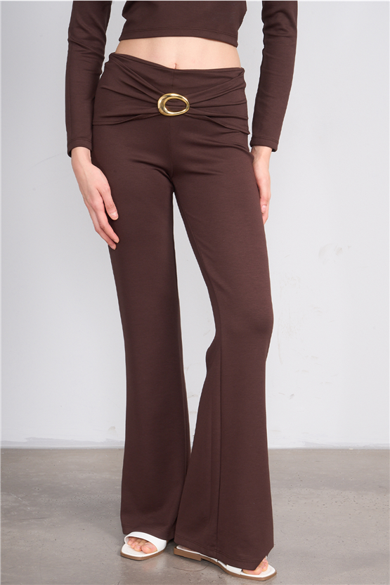 Lefon 220647 Kahve Tokalı İspanyol Pantolon Takım 36-42