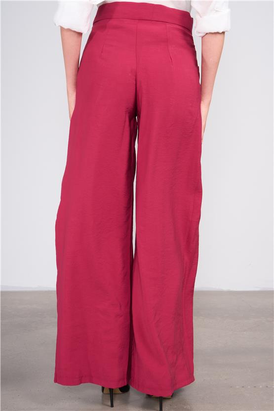 Lefon Y25 031426 Bordo Kadın Carpraz Kemerlı Pantolon