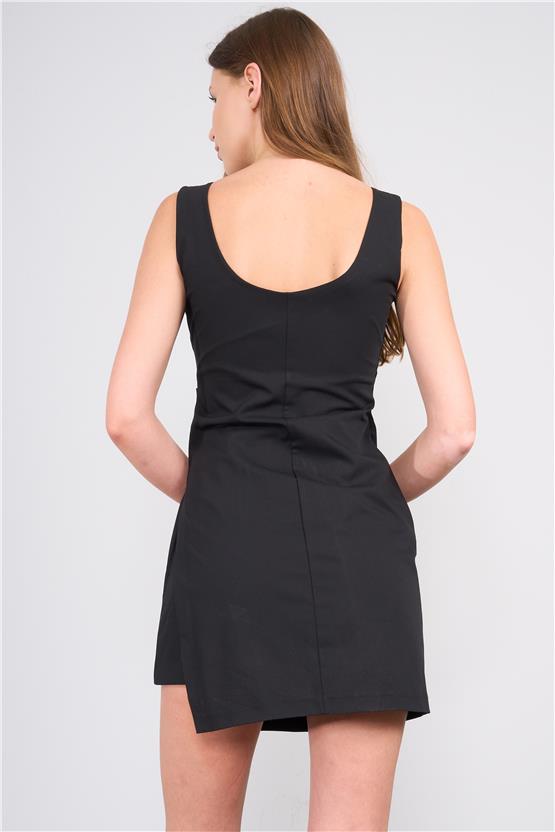 Lefon Y25 111528 Sıyah Kadın Sort Eteklı Mını Elbıse