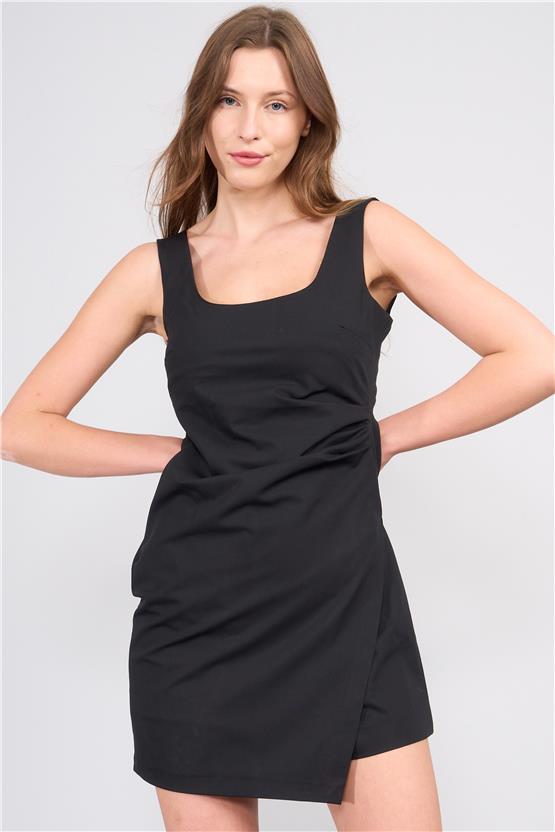 Lefon Y25 111528 Sıyah Kadın Sort Eteklı Mını Elbıse