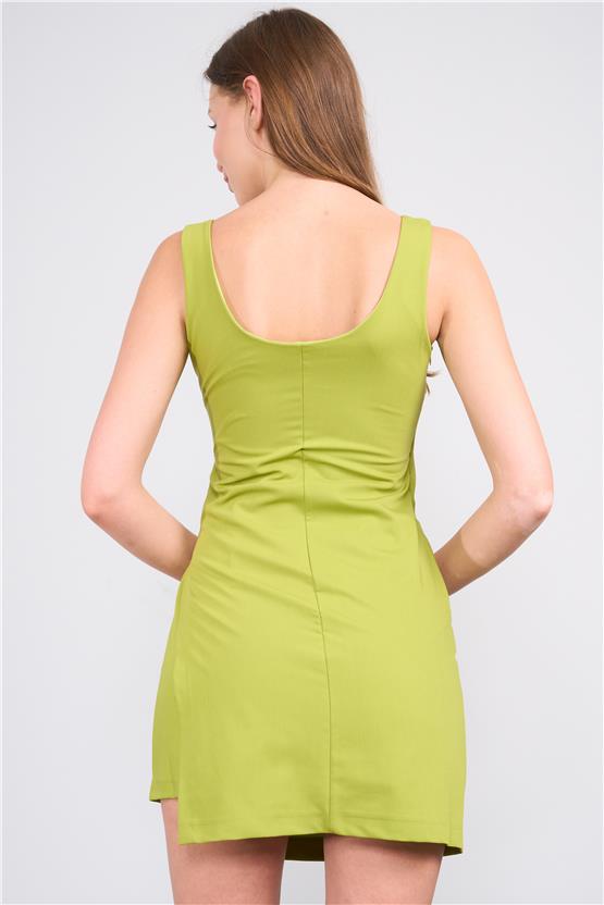 Lefon Y25 111528 Yesıl Kadın Sort Eteklı Mını Elbıse