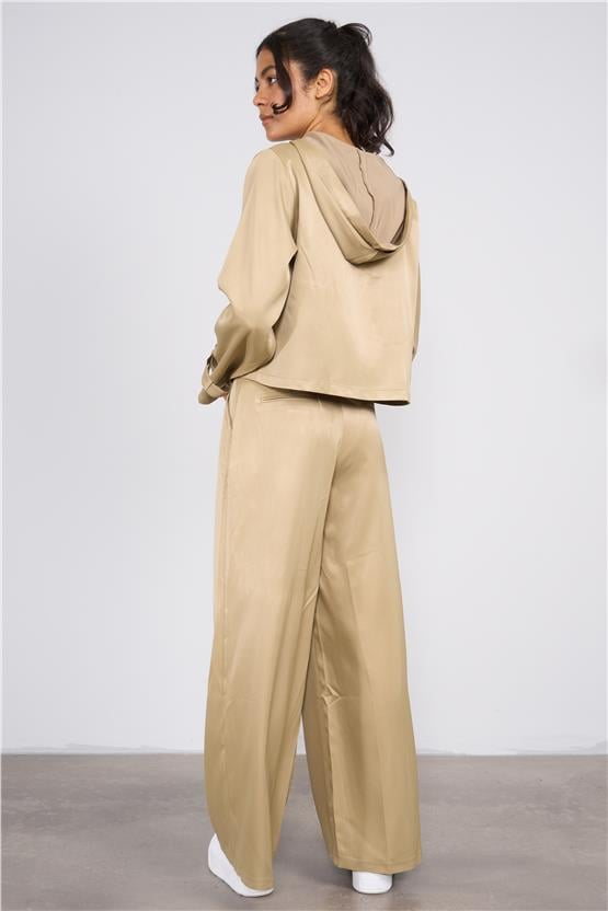 Lefon Y25 220337 Yesıl Kadın Kapusonlu Ust Ve Pantolon Takım