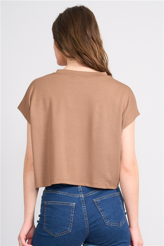 Lefon Y26 220644 Vizon Kadın Beli Drapeli Korsajlı Pantolon Takım